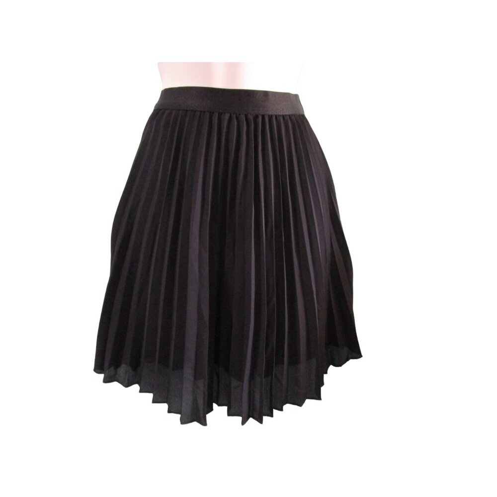 Black Accordion Pleated Skater Mini Skirt S Vintage Chocolate USA